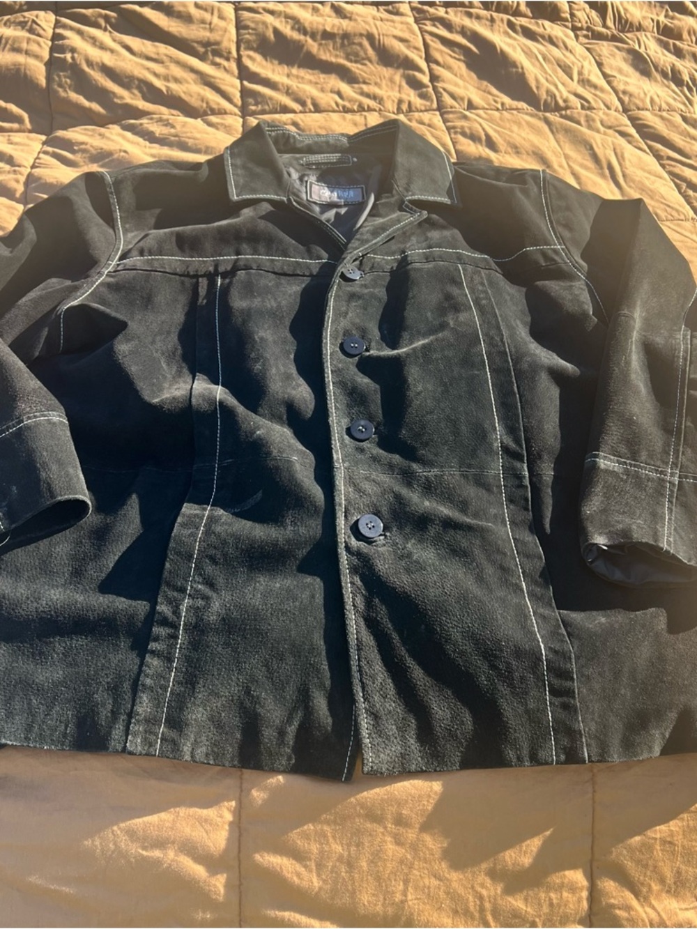 Wilsons Leather Black Button-Front Shirt Jacket Boxy w/Contrast Stitch Size 2X